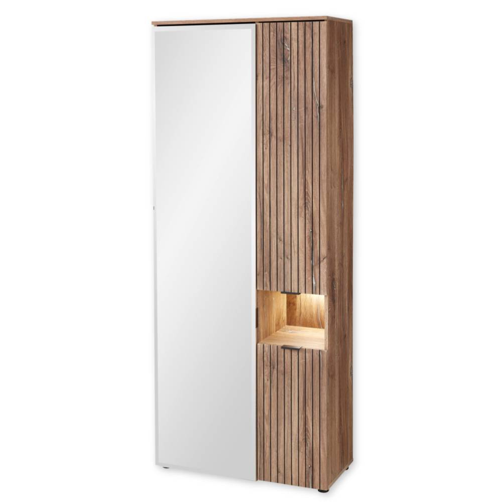 Garderobenschrank Clusego mit Spiegeltür und LED Beleuchtung