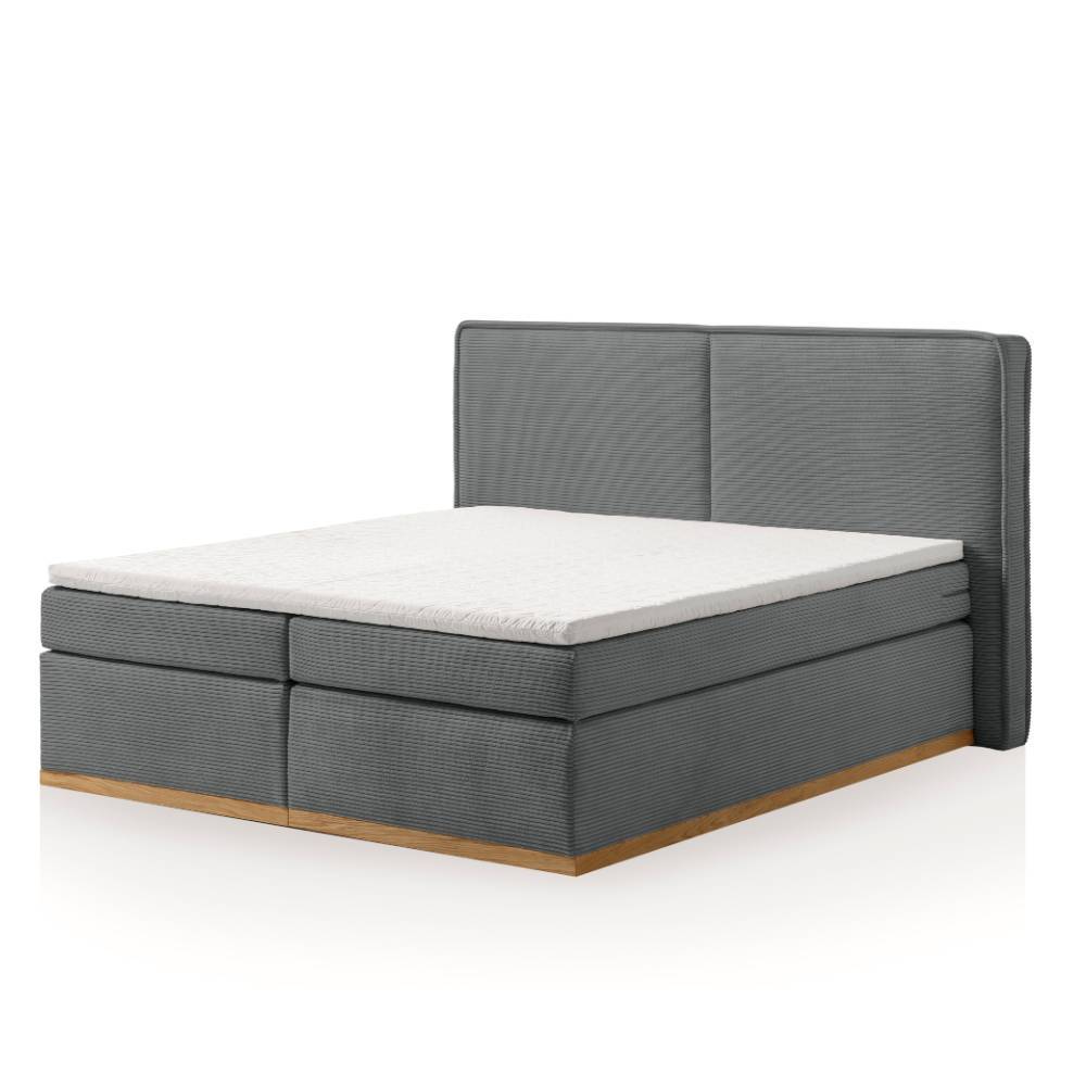 Boxspring Bett Frisata aus Breitcord in Anthrazit