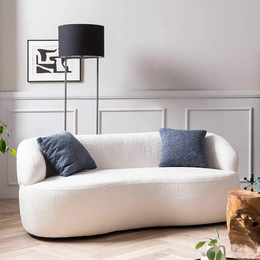 Skandi Design Zweisitzer Sofa Estreviu aus Boucle Stoff 170 cm breit