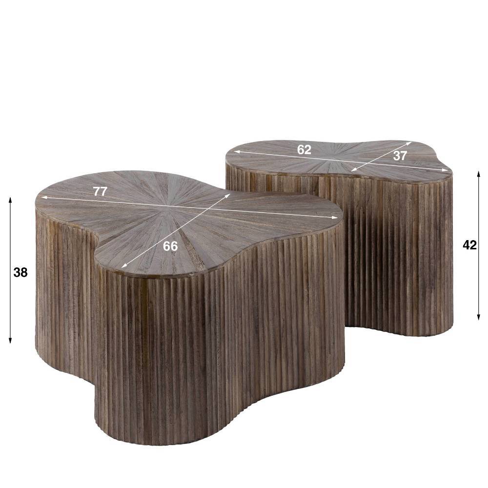 Satztisch Figureras in organischer Form aus Teak Massivholz (zweiteilig)
