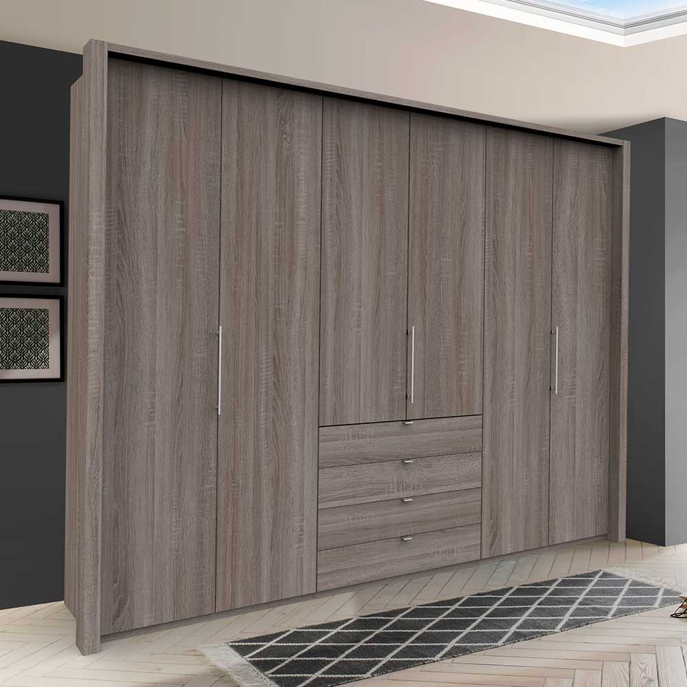 Kombi Kleiderschrank Vasilio in Eiche Trüffelfarben modern