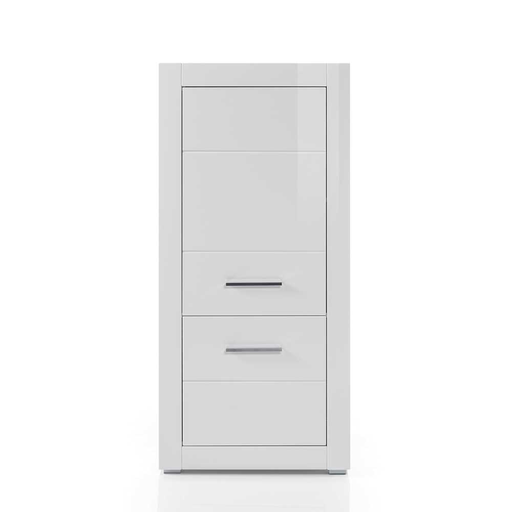 Kleines Highboard Triango in Weiß Hochglanz 65 cm breit