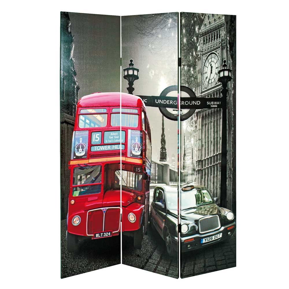 Raumteiler Street mit Fotodruck im London Design