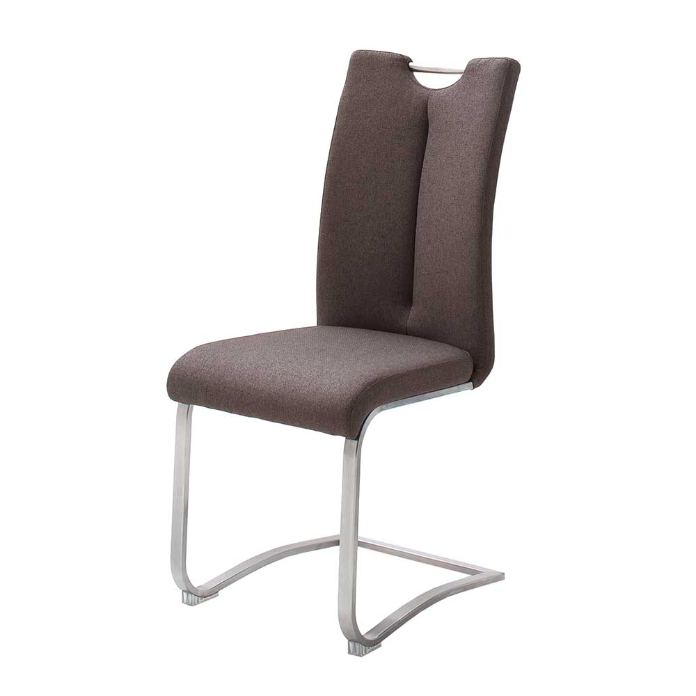 Schwingstühle Vagos in Braun Stoff und Edelstahl (2er Set)