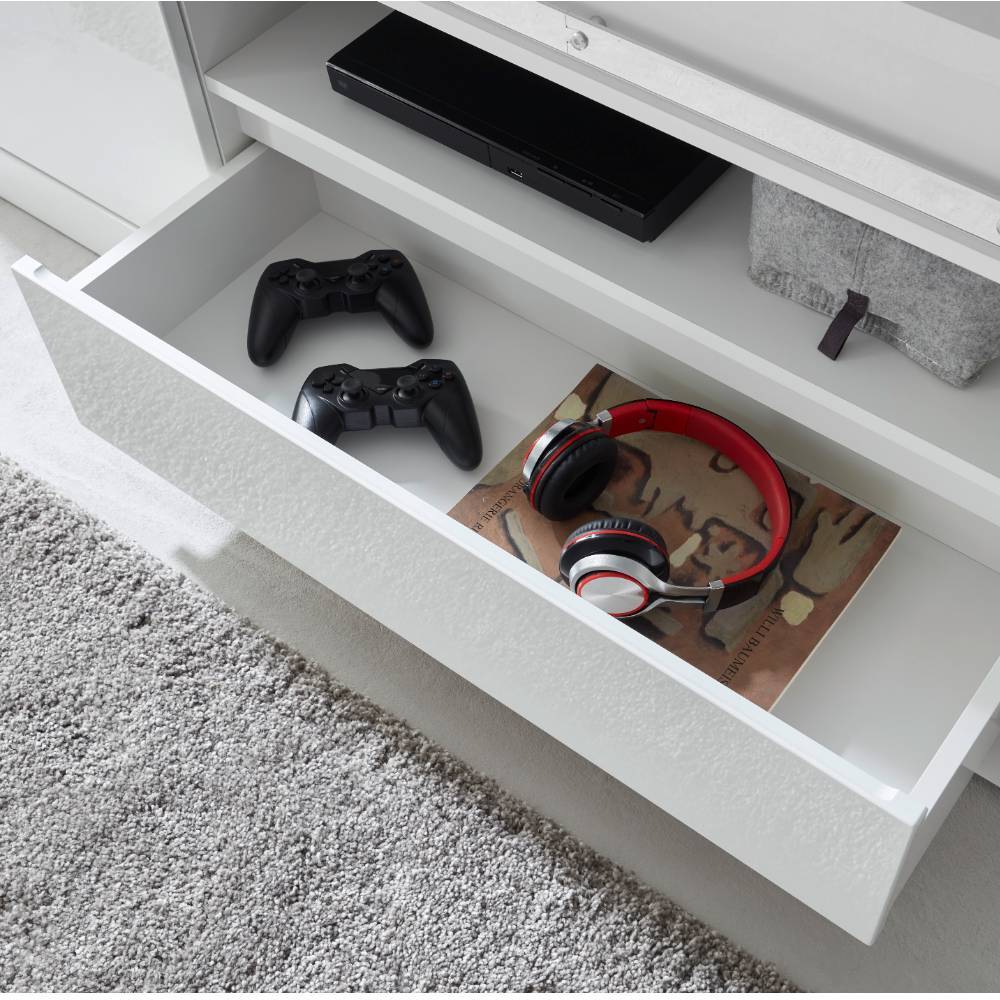 Wohnwand modern Melvyno 334 cm breit und 152 cm hoch (dreiteilig)