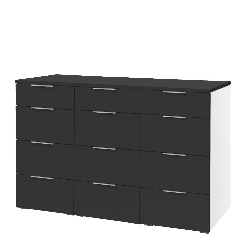 Schubladen Sidebord Junetega in Anthrazit und Weiß