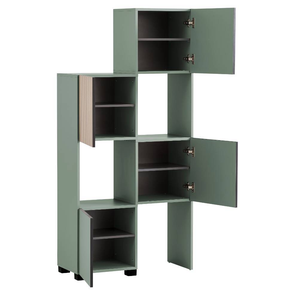 Regalschrank Jawalio in Paneeloptik und Graugrün