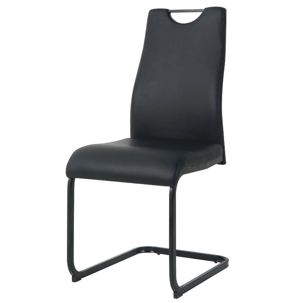 Freischwinger Stuhl Fagnetta in Schwarz aus Kunstleder (2er Set)