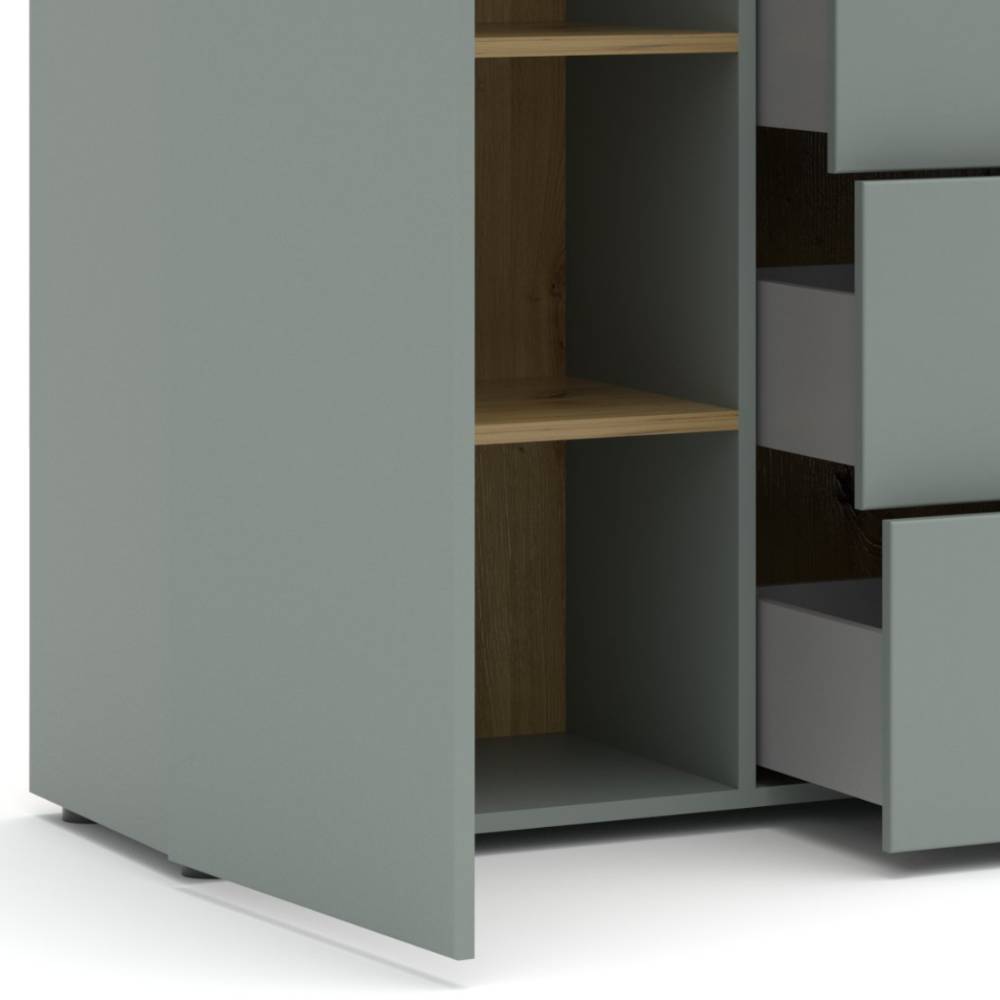 Sidebord Sua in Wildeichefarben und Graugrün