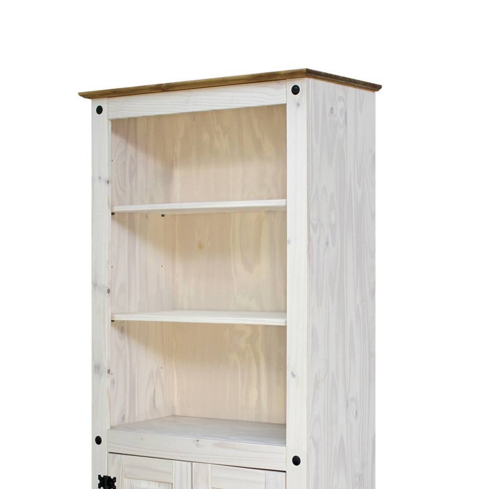 Landhausstil Bücherschrank Blouno in Weiß aus Kiefer Massivholz