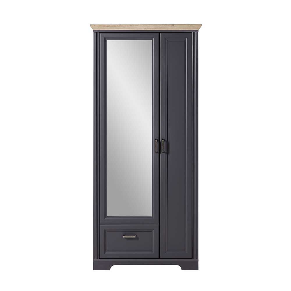 Flurgardarobe Valgura im Landhaus Design in Dunkelgrau und Eichefarben (fünfteilig)