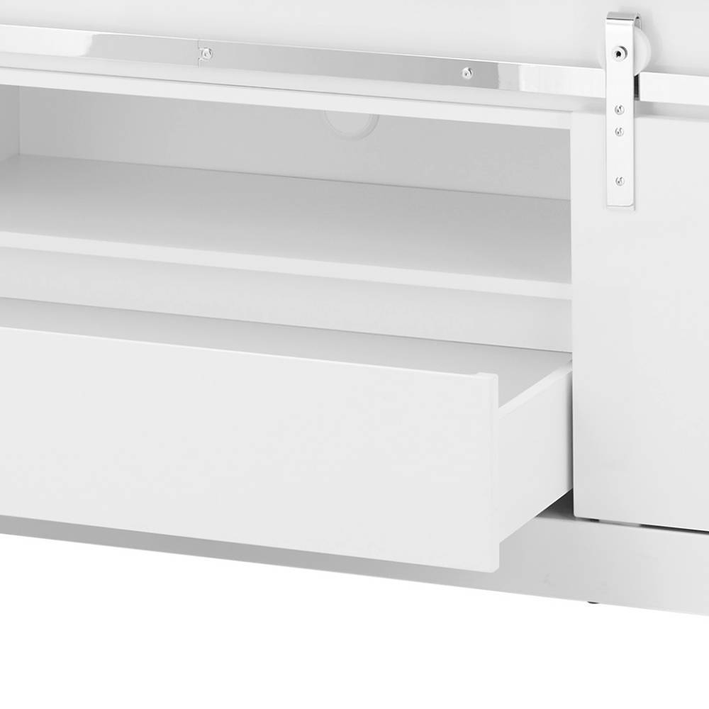 TV Lowboard Melvyno mit 2 Schiebetüren und einem offenen Gerätefach