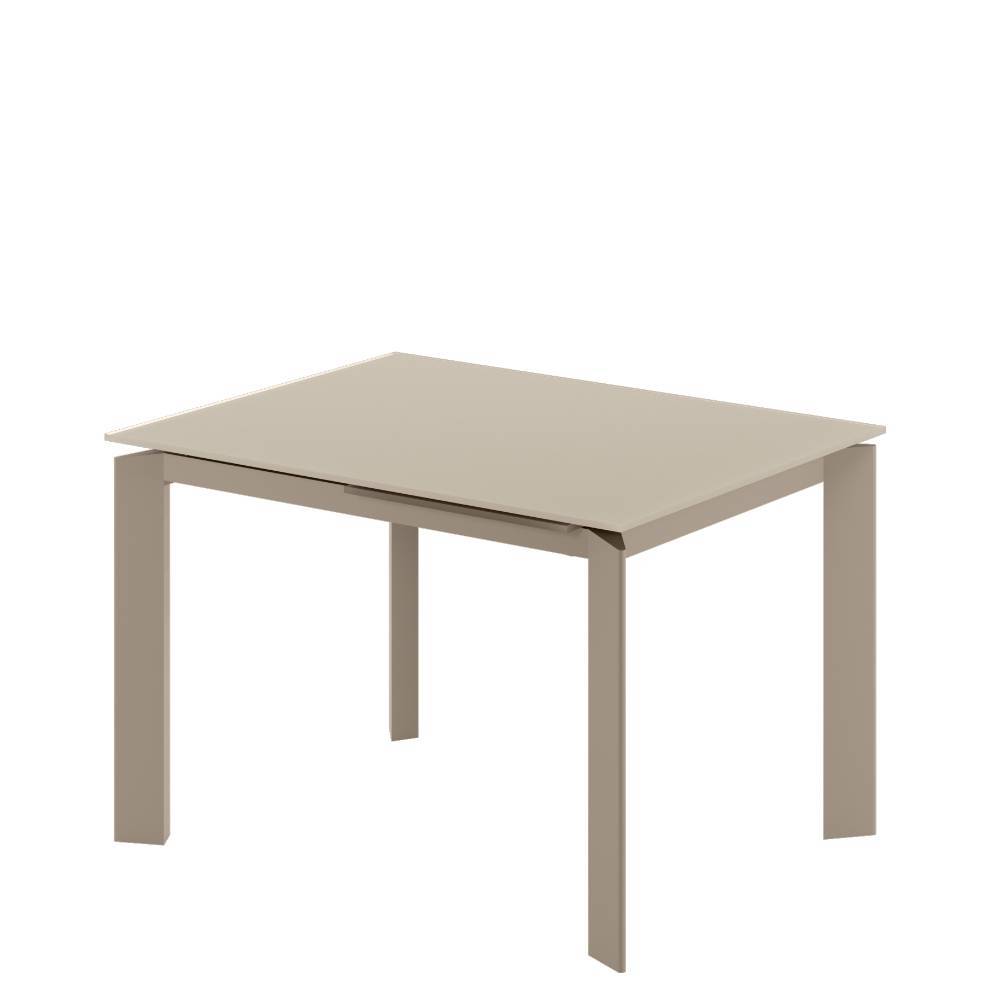 Esszimmertisch Ireteo in Taupe mit Glasplatte