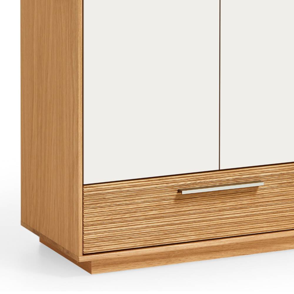 Garderobenschuhschrank Bedina in Eiche Bianco und Weiß