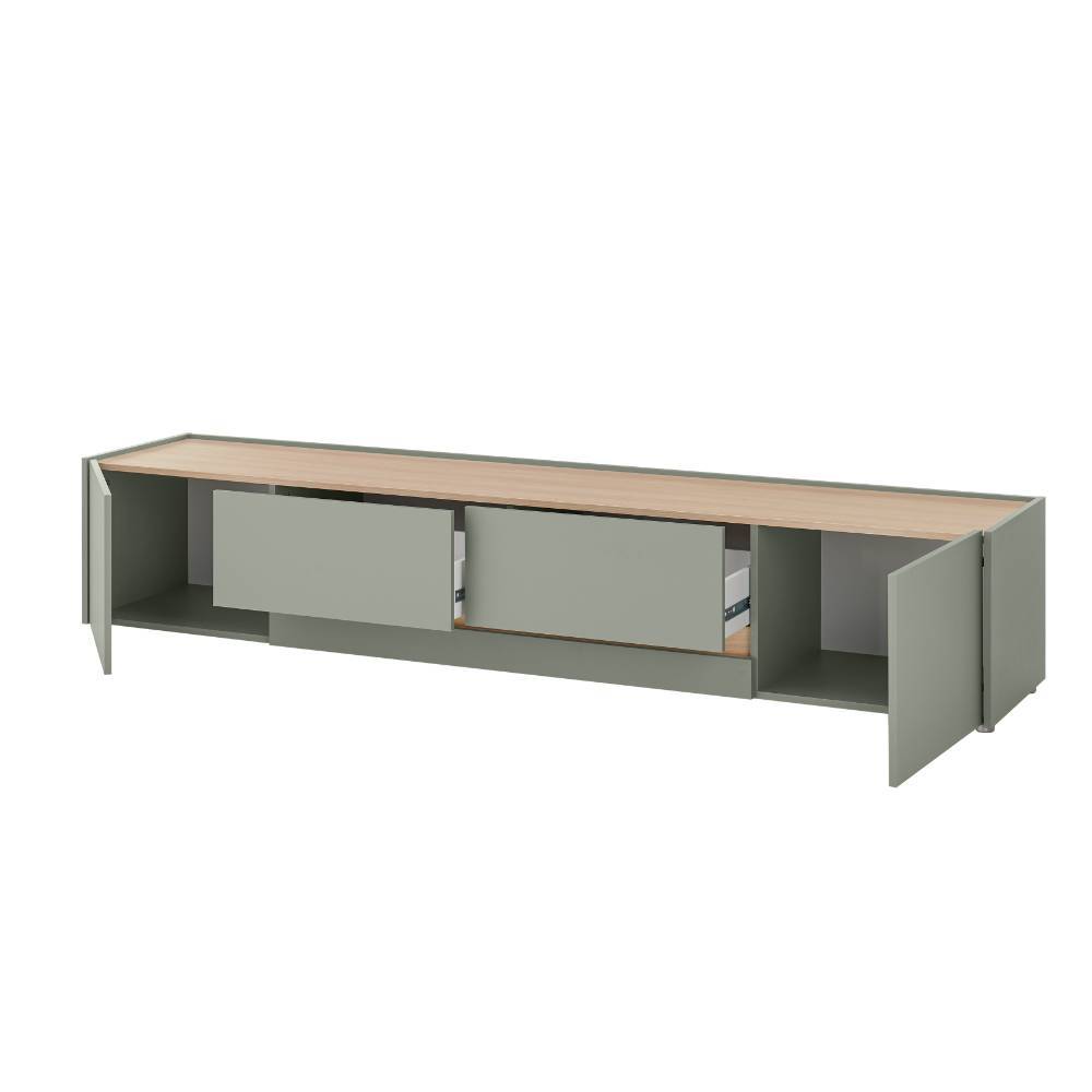 Design Wohnwand Ulfava in Graugrün und Eichefarben (vierteilig)