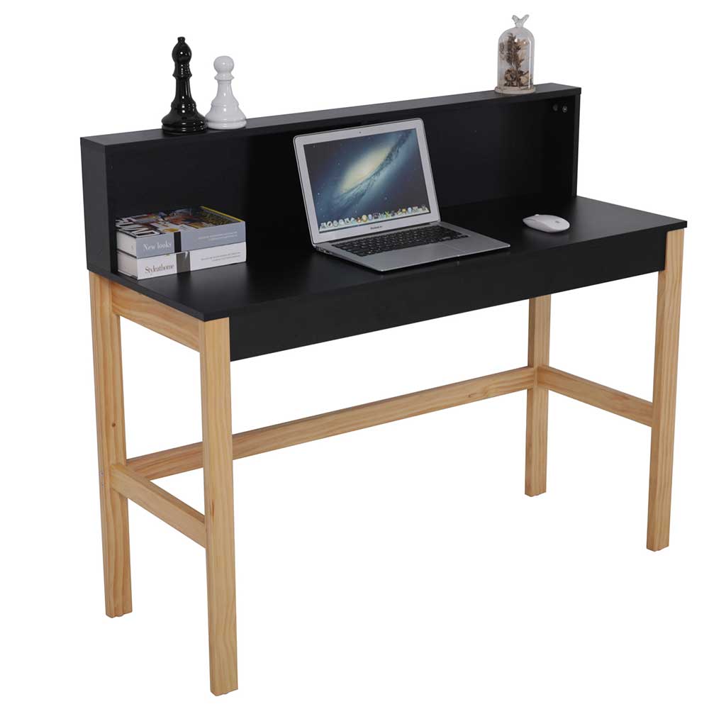 Designschreibtisch Calinesta in Schwarz und Piniefarben