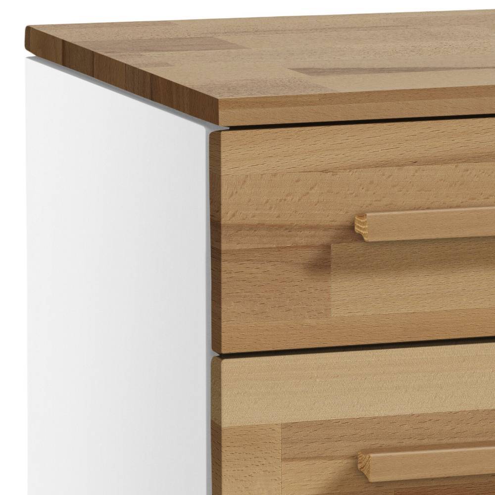 Moderne Kommode Lusiana in Kernbuchefarben und Weiß