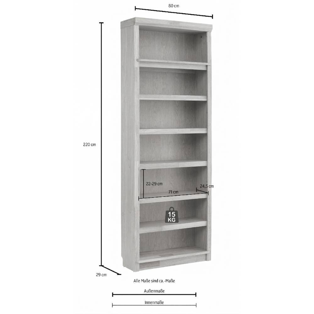 Bücher Regal Claros aus Kiefer Massivholz 220 cm hoch
