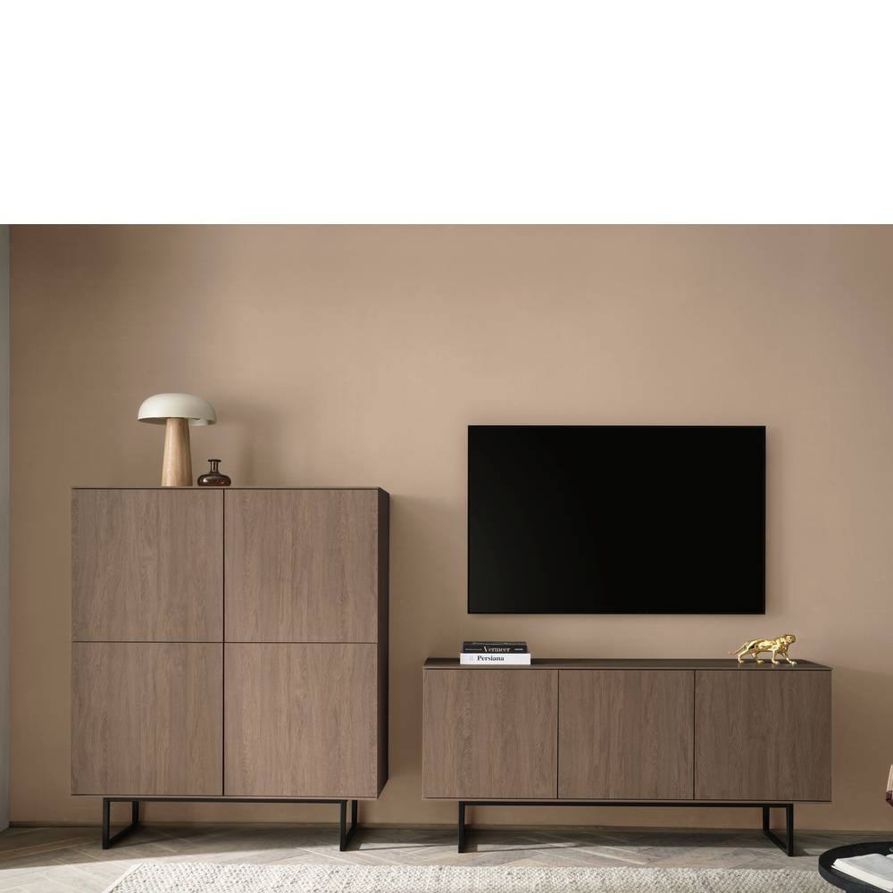 TV Wohnwand Anuta in Nussbaumfarben 137 cm hoch (zweiteilig)