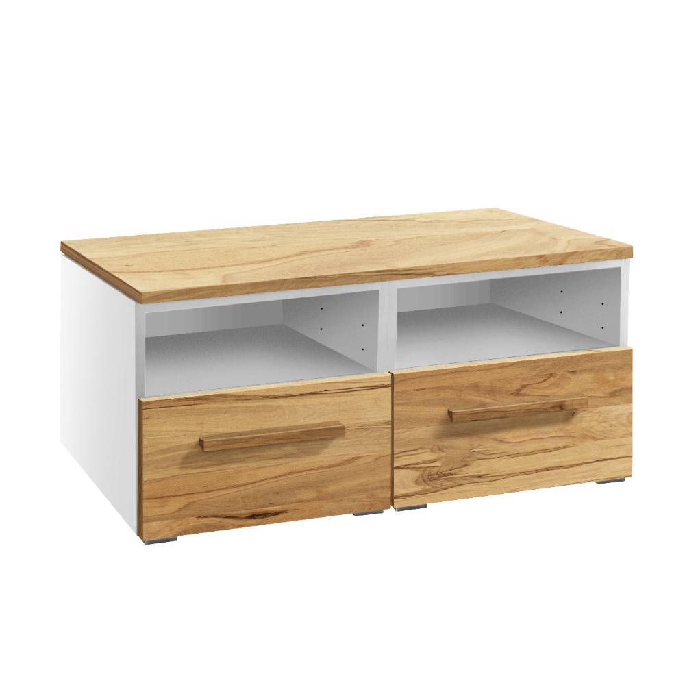 TV Lowboard Solida in Wildbuchefarben und Weiß