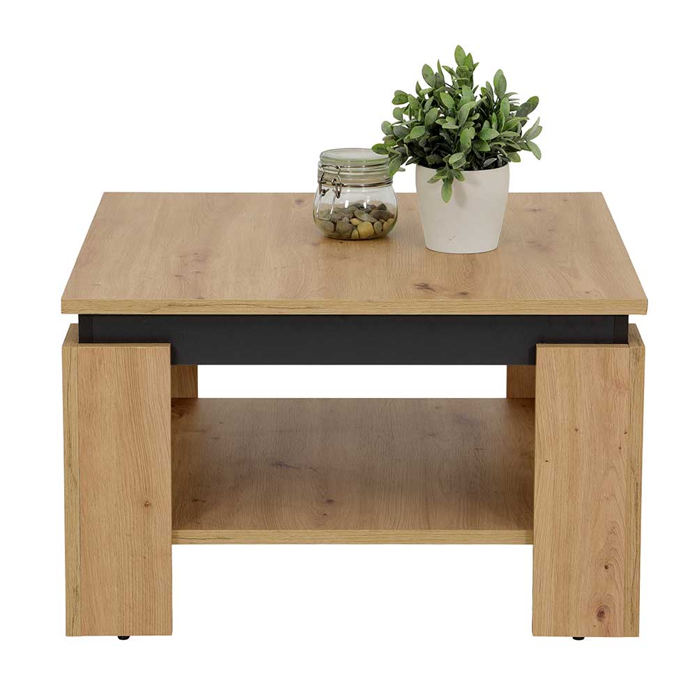 Sofatisch 68x68 cm Pabluna in Wildeichefarben und Anthrazit