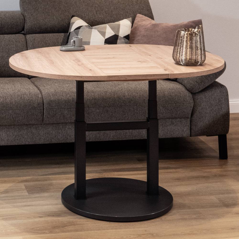 Wohnzimmer Tisch Clarina höhenverstellbar mit einer Einlegeplatte