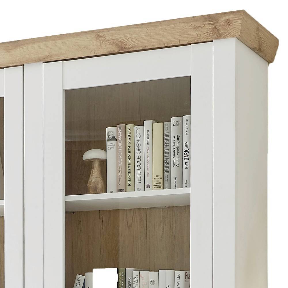 Buffet Vitrine Beno mit Glastüren und drei offenen Fächern