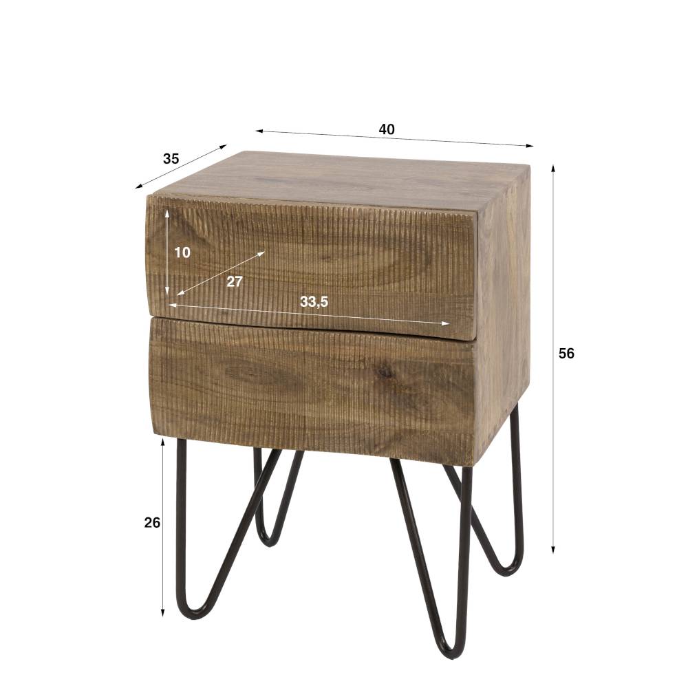 Nachttisch Juny im Industry und Loft Stil mit Metall Hairpin Gestell