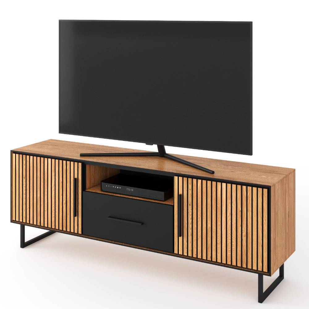 TV Lowboard Laviella in Eichefarben und Schwarz