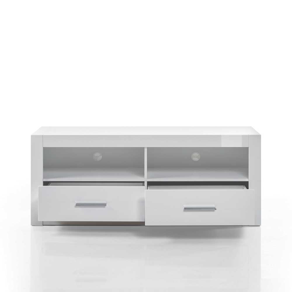 Wohnzimmer Schrankwand Triango in Weiß Hochglanz modern (vierteilig)