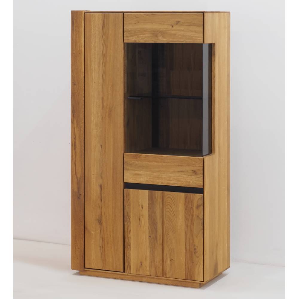 Stauraumvitrine Arouca aus Eiche Massivholz mit Glastür rechts