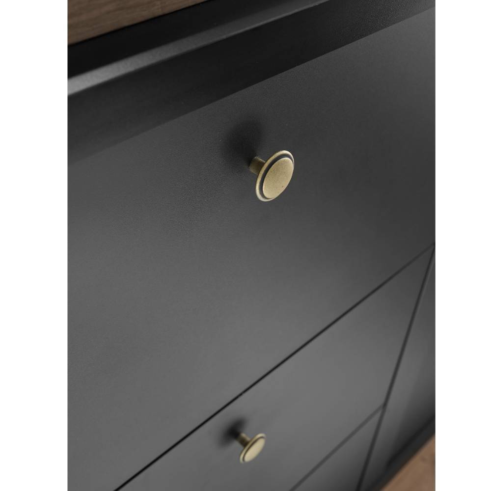 Sidebord Enjta in Schwarz matt mit drei Schubladen