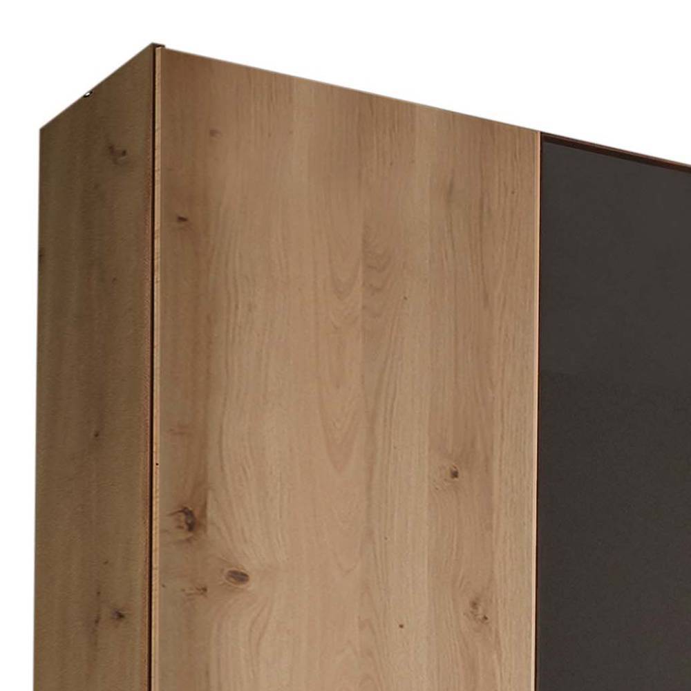 Drehtürenkleiderschrank modern Merkur in Eiche Bianco und Dunkelbraun