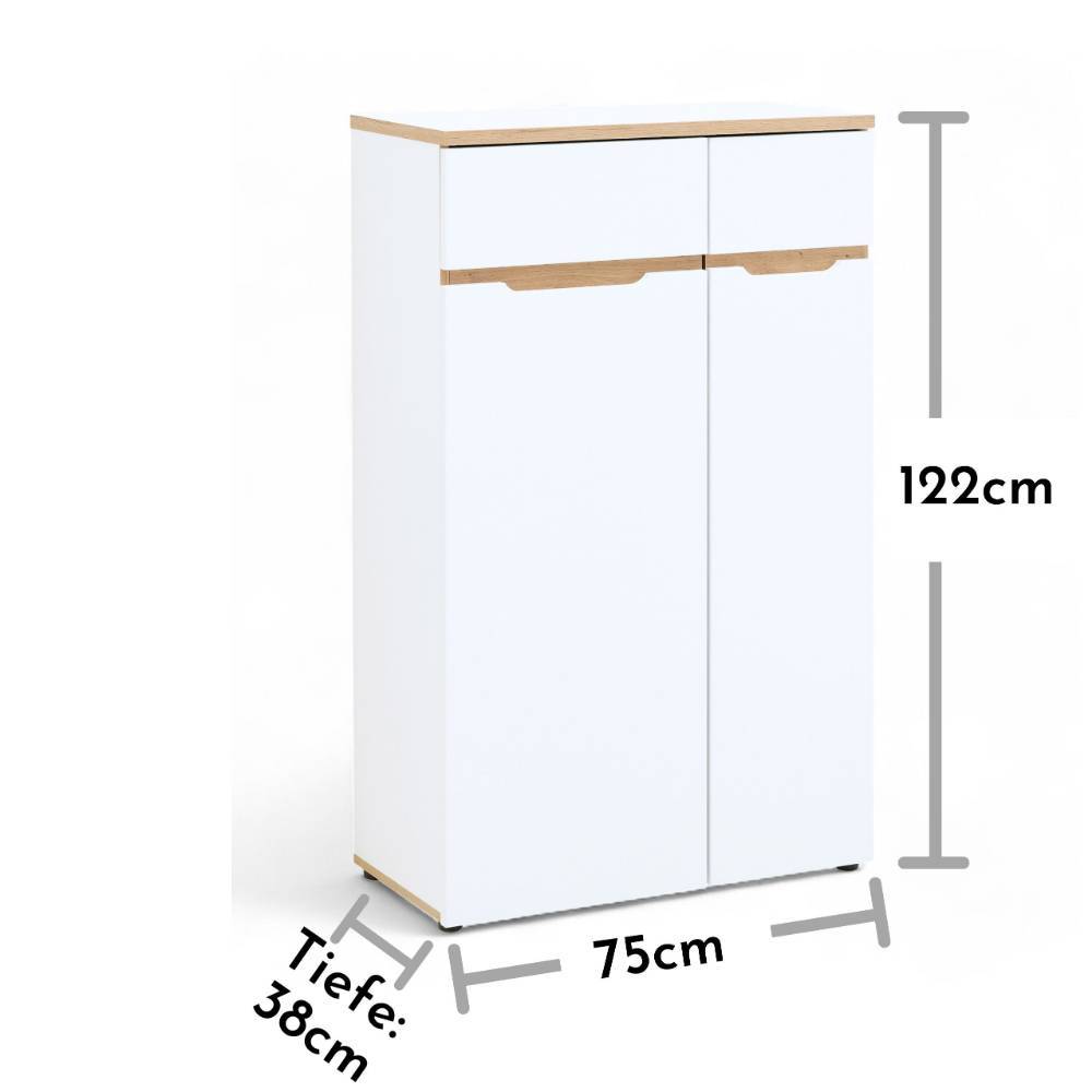 Ordnerschrank Mariocavo in Weiß 75 cm breit