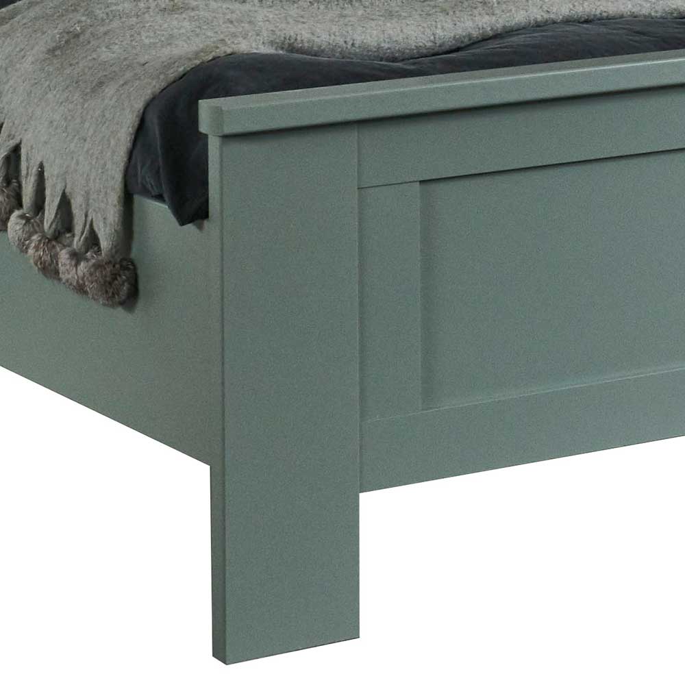 Doppel Bett 160 cm Forjan in Graugrün mit 48 cm Einstiegshöhe