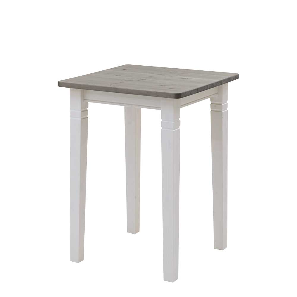 Massivholz Bartisch Julan in Weiß Grau im Landhausstil