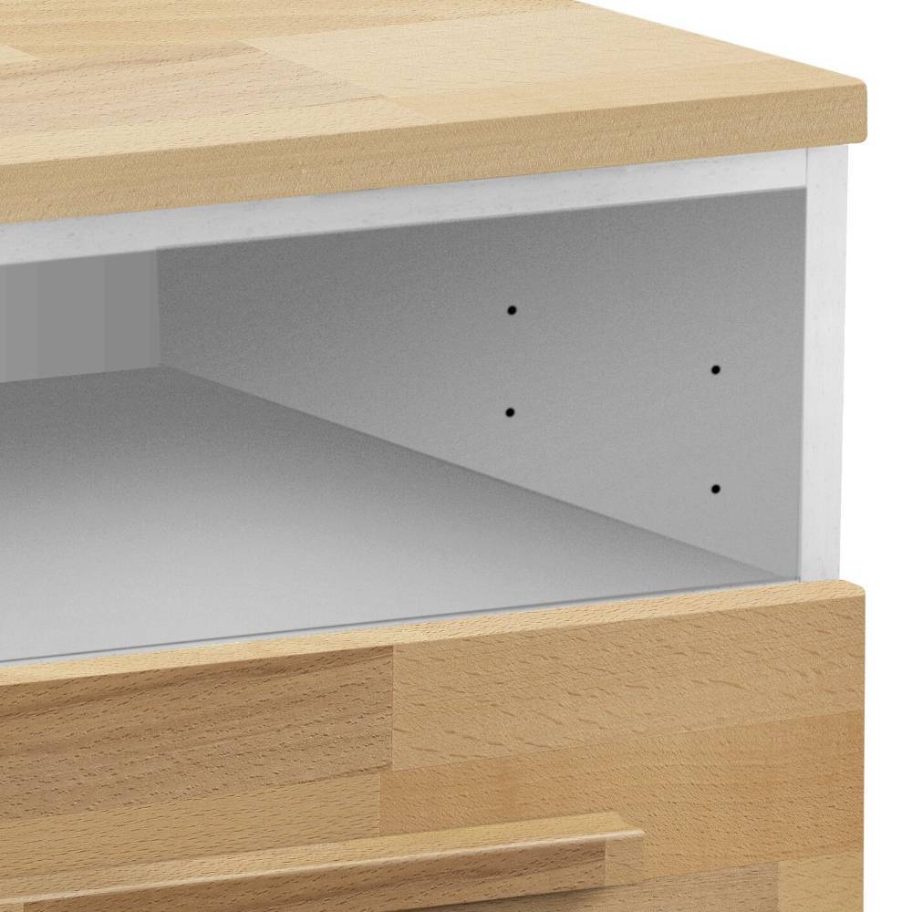 Fernseh Unterschrank Richard in Weiß und Kernbuchefarben