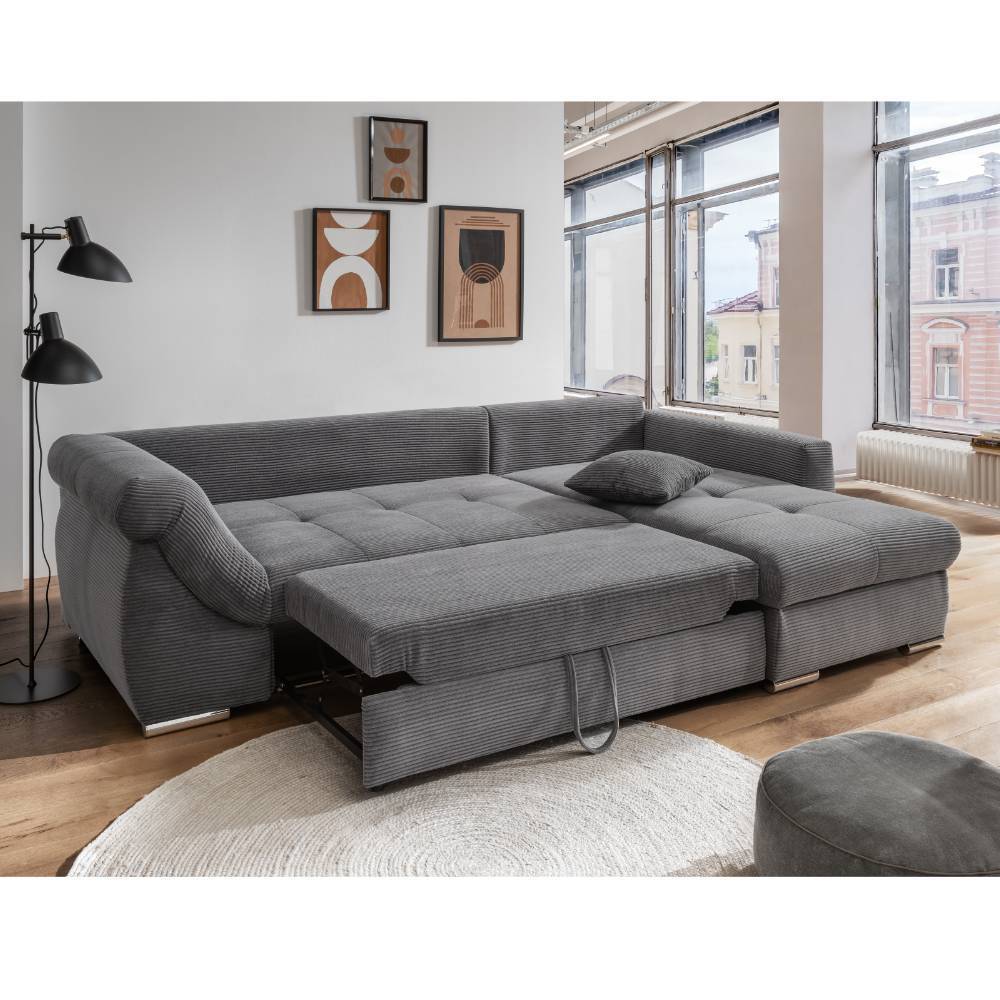 Ecksofa Goal in Grau aus Cord