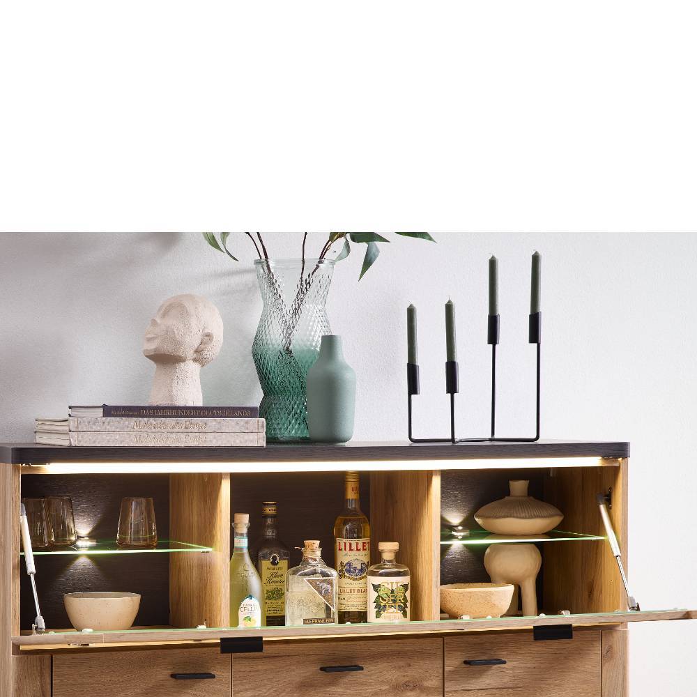Barschrank Helias mit LED Beleuchtung und Platz für 6 Flaschen