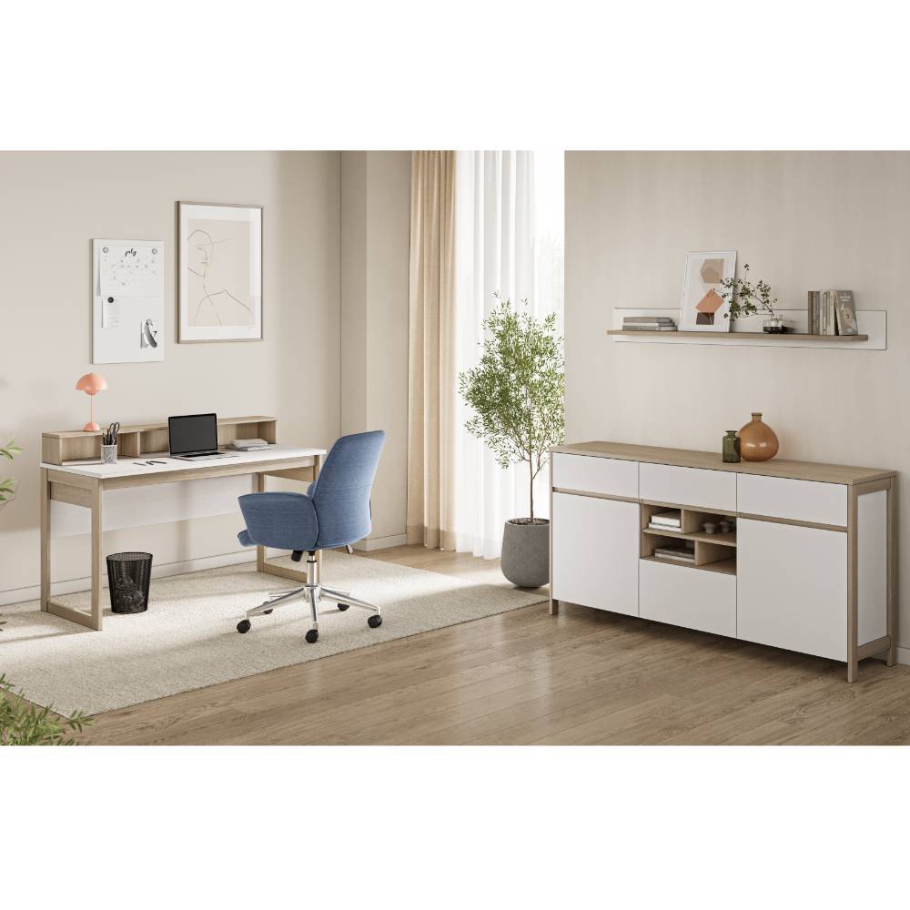 Arbeitszimmermöbel Set Labrassa dreiteilig im Skandi Design (dreiteilig)