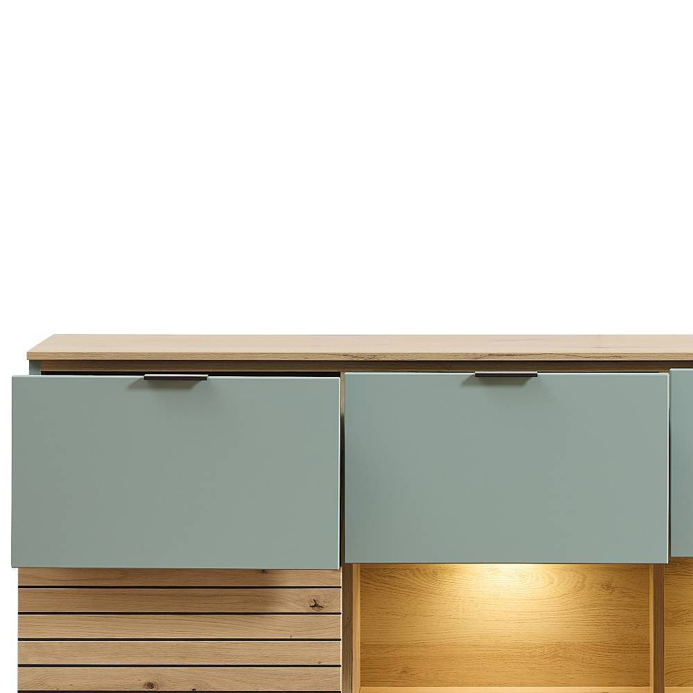 Wohnzimmer Highboard Ilitalcon in Graugrün mit zwei offenen Fächern