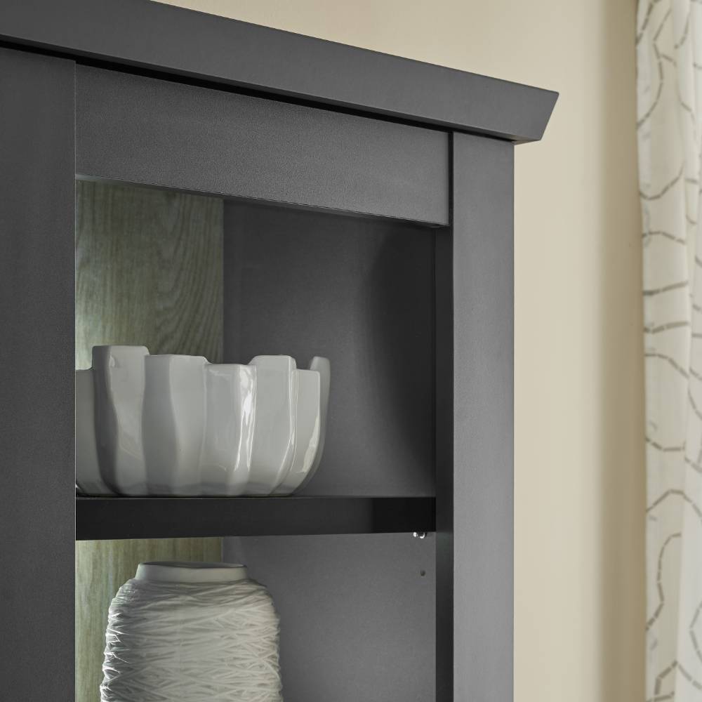 Vitrine Enjta in Schwarz matt 202 cm hoch