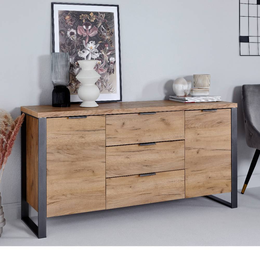 Esszimmer Kommode Princiva im Industry und Loft Stil mit Bügelgestell aus Metall