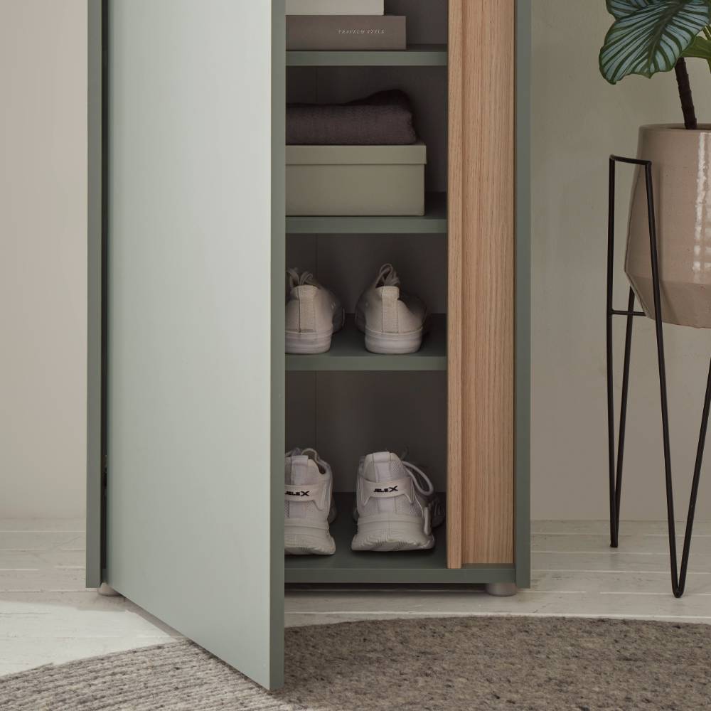 Flurschrank Ulfava in Graugrün mit Drehtür