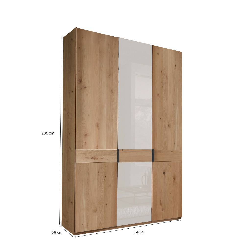 Schlafzimmerkleiderschrank Durac in Eiche Bianco und Weiß