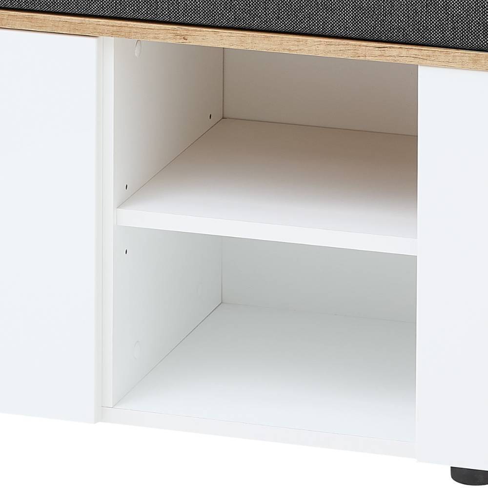 Schuhbank Alamo inklusive Sitzpolster Auflage in Weiß matt