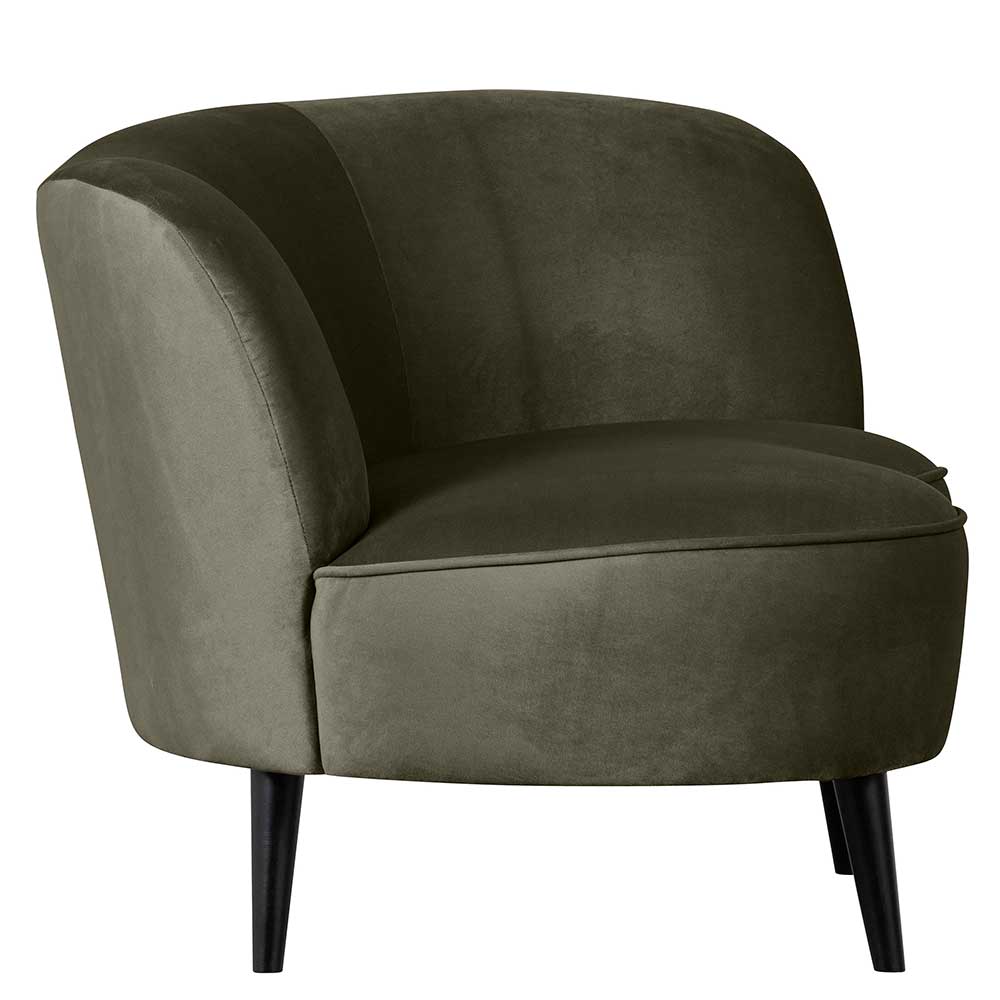 Lounge Einsitzer Sofa Corsica in Dunkelgrün Samt Rücken echt bezogen