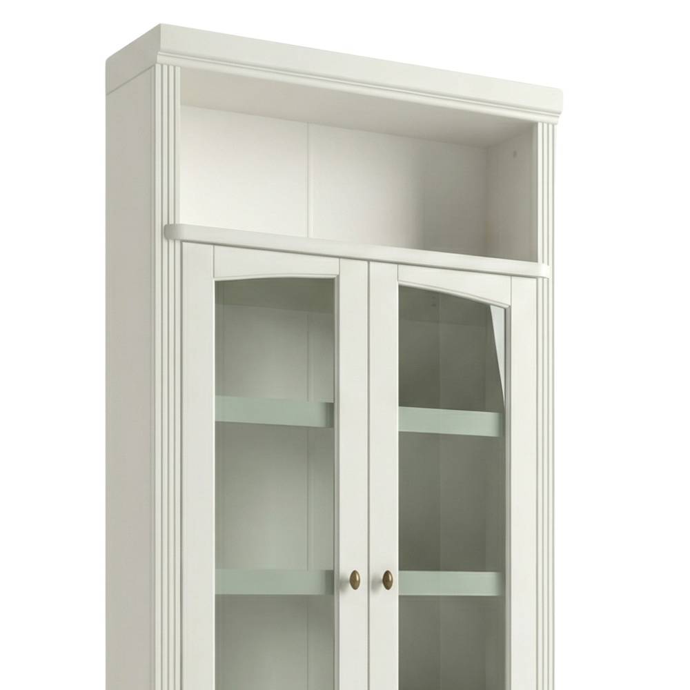 Bücher Vitrine Phil in Cremeweiß aus Kiefer Massivholz