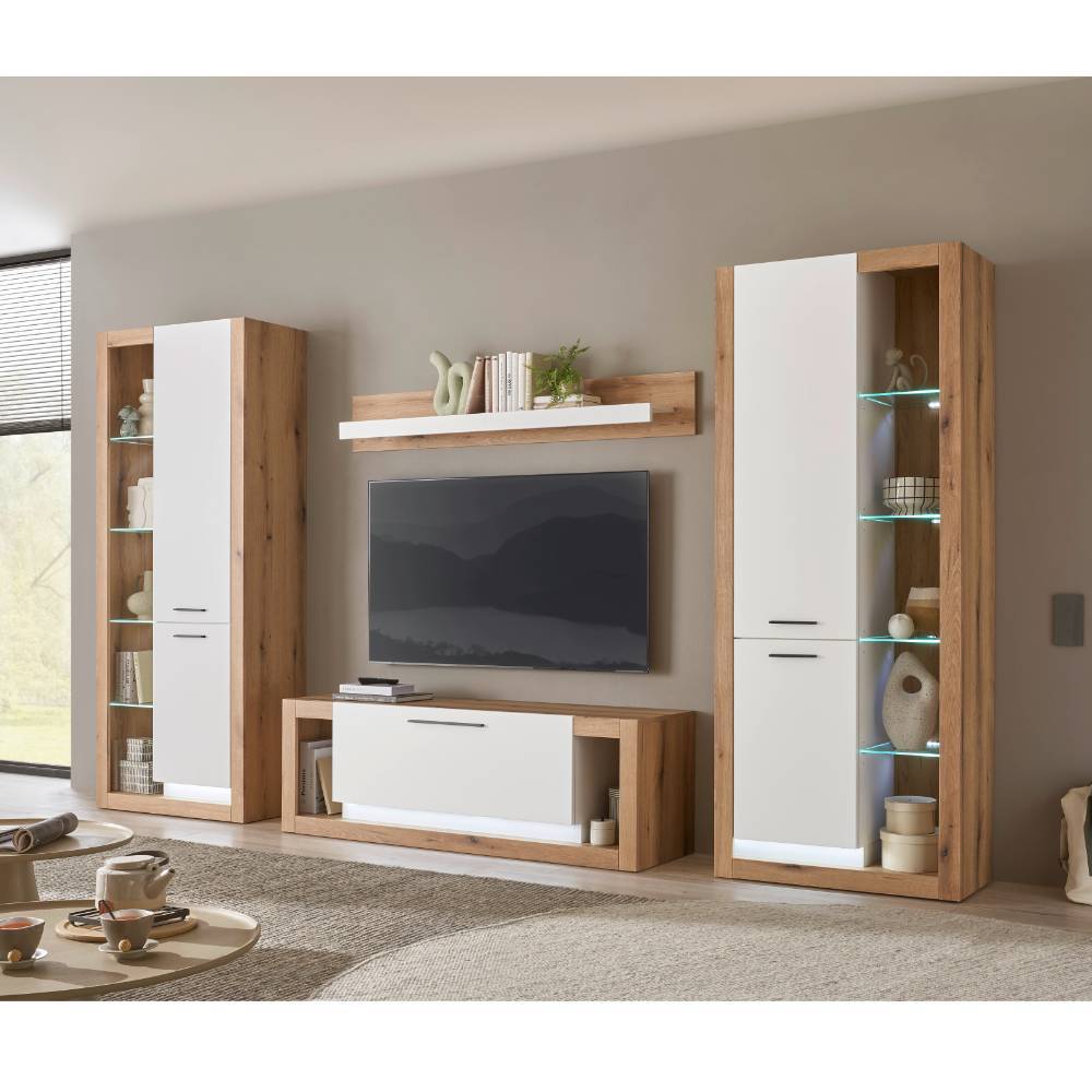 Anbauwand Asprecca 195 cm hoch und 43 cm tief (vierteilig)