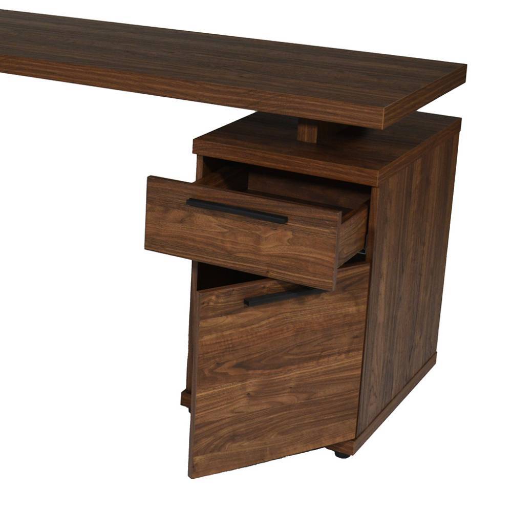 Designschreibtisch Radius in Walnussfarben 142 cm breit